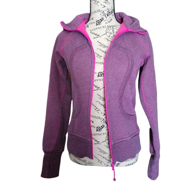 Lululemon Scuba Hoodie *Stripe Heathered Blurred Grey Paris Pink Microstripe - Picture 2 of 13